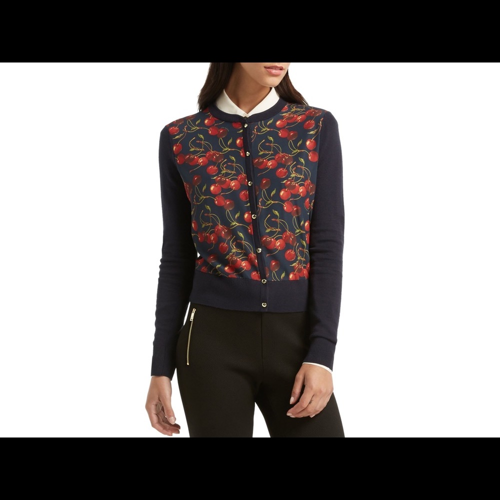 FOUND✨✨✨ISOWTBBlue Perl Cheerful Cherry Cardigan Ted Baker